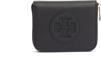 Tory Burch Ella Bio Kleine Portemonnee met Rits - Dames - Portefeuilles - Zwart - ONE Size - Leer - Accessoires