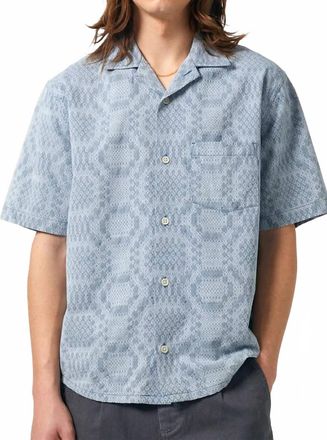 Corridor Diamond Jacquard Short Sleeve Camp Shirt In Blue