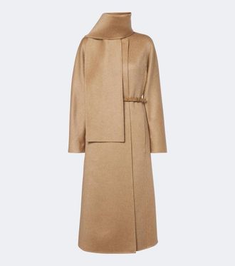 Max Mara Scarf-detail camel hair and mohair coat
