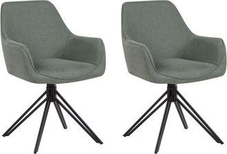 Beliani Set of 2 Dining Chairs Swivel JODAR Dark Green
