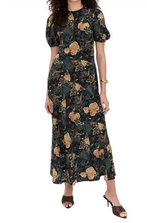 Ulla Johnson Ines Puff Sleeve Midi Dress In Nuit