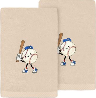 Linum Home Textiles 2-Pack Embroidered Hand Towel in Sand Baseball at Nordstrom Rack