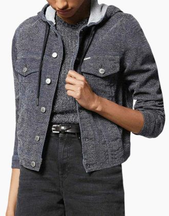 Diesel Womens DIESEL LEISY NE VESTE Women Jogg Jeans Jacket Sweat Hooded Winter Outwear Coat - Black - Size: 10