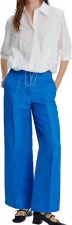 Exquise Wide Leg Trousers With Stitching Details In Blue