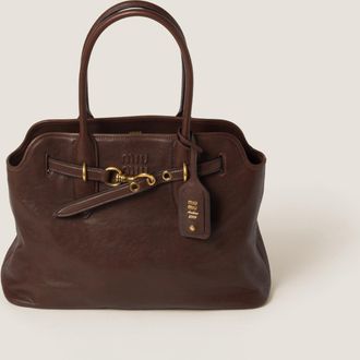 Miu Miu Aventure Nappa Leather Bag, Woman, Briarwood