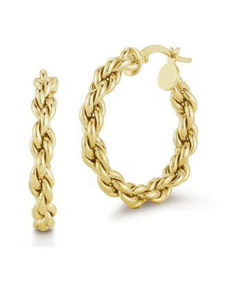 Chloe and Madison Chloe And Madison 14K Over Silver Rope Chain Hoops