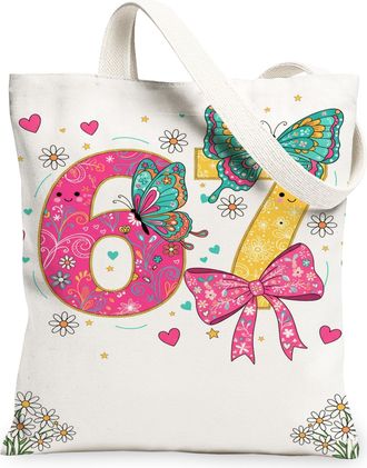 Generic Floral Butterfly Canvas Tote Bags, Colorful Nature Pattern Reusable Grocery Bags, Summer Chic Lightweight Washable Canvas F, Multicolor, 13x15 Inch