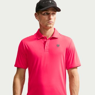 Nike Mens Par Dri-FIT Chest Logo Golf Polo in Red | IB0233-606