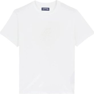 Vilebrequin T-shirt van katoen met kleur-matching schildpad borduurwerk voor heren - Heren - T-shirts - Wit - L - Katoen - Tops