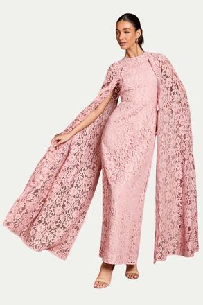 Coast Lace Cape Gown in Blush at Nordstrom, Size 10