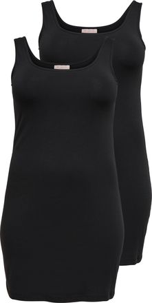 Only Carmakoma Tanktop ONLY CARMAKOMA CARTIME LONGTANK TOP 2PACK JRS NOOS, Damen, Gr. L, schwarz pack:2 pack with schwarz, Jersey, Obermaterial: 95% Baumwolle, 5% El