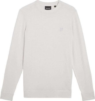 Lyle & Scott Heren Superfijne Tonaal Katoenen Crew Hals Trui (Wit)