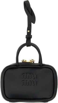 Miu Miu Portachiavi in pelle goffrata - Nero