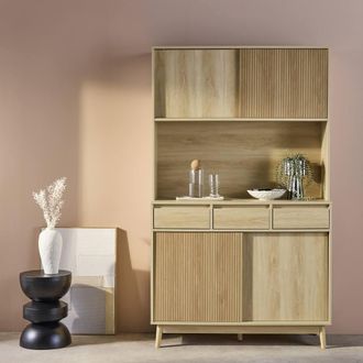 Sweeek 110cm Wooden Buffet With 3 Drawers in Light Brown
