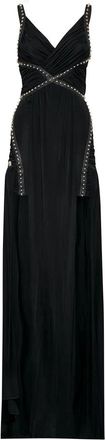 Philipp Plein Lange Jurk - Dames - Avondkleed - Zwart - XS - Leer - Kleedjes