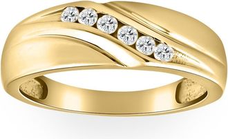 Pompeii3 Mens 14K Yellow Gold 1/4ct Diamond Wedding Ring Band Size Selectable