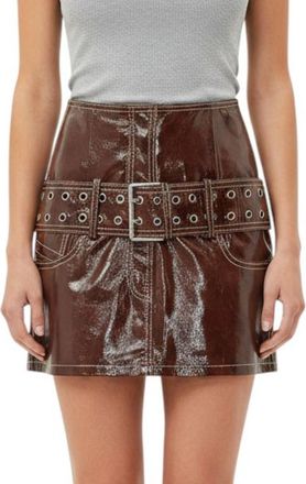 Diesel Brown Leather Mini Skirt