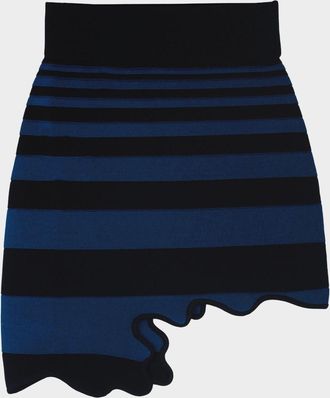 Ph5 Chloe Striped Asymmetric Wavy Mini Skirt