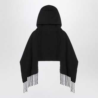 Destin Black Wool Hooded Cape