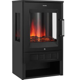 TecTake Chimenea el&eacute;ctrica, 2 niveles de calefacci&oacute;n, efecto llama, negro