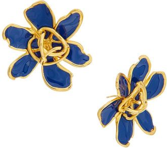 Oscar De La Renta Oscar De La Renta O Enamel Flower Stud Earrings