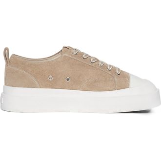 Mani&egrave;re De Voir Vienna Suede Contrast Stitch Sneaker in Beige at Nordstrom, Size 11