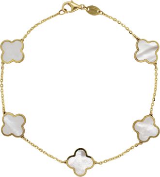 Italian Gold, Inc 14K Yellow Gold Clover Bracelet -Mother Of Pearl