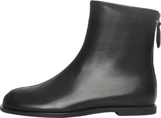 Cesare Gaspari Platte Minimalistische Enkellaarzen - Dames - Enkellaarsjes - Zwart - 36 EU - Leer - Schoenen