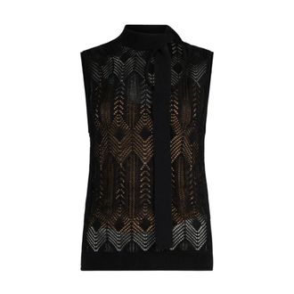 Liu Jo Sleeveless Tops, female, Black, Size: M Knit Top with Bow