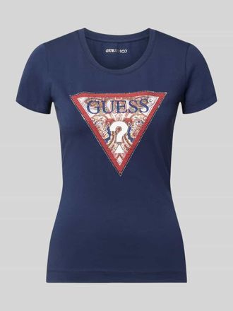 Guess T-Shirt mit Logo und Rundhalsausschnitt in Marine, Gr&ouml;&szlig;e XL