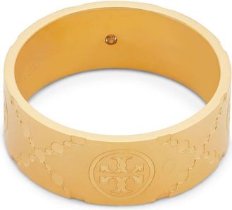 Tory Burch Double T polished-finish ring - women - stainless steel - 5 - Gold