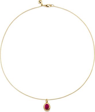 Monica Vinader Birthstone Locket Necklace in 18Ct Gold /Pink Quartz at Nordstrom