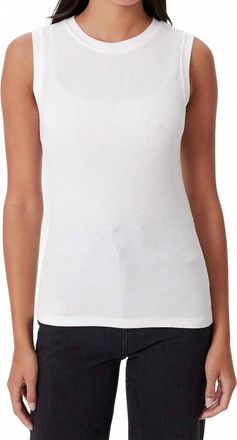 Goldie London Rib Sleeveless Shell Tee In White