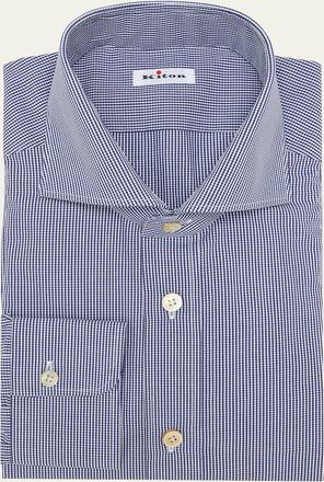 Kiton Mens Cotton Micro-Check Dress Shirt