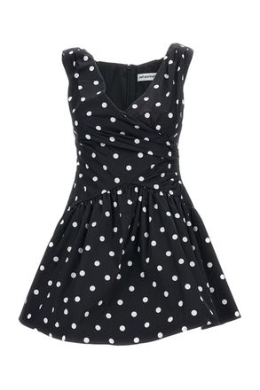 Self Portrait Fitted Mini Dress with Dropped Waist and Polka Dot Pattern