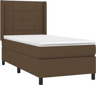 vidaXL Vidaxl - Cama Box Spring Con Colch&oacute;n Tela Marr&oacute;n Oscuro 90x190 Cm