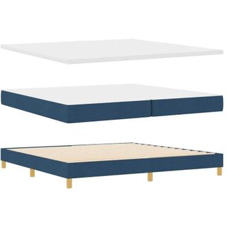 vidaXL Cama Tipo Box Spring Con Cabecera Azul 200 X 200 Cm Tela Vidaxl