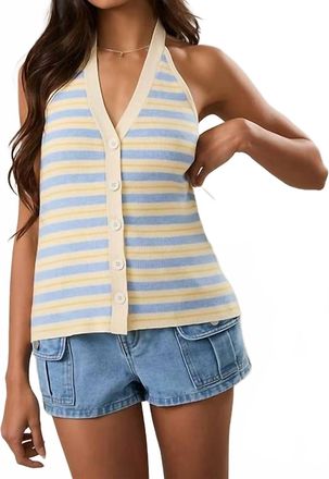 Le Lis Blanc Deux Lily Knit Halter Top In Multi