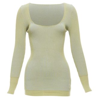 Jacquemus Rosa Ribbed Scoop Neck Fitted Long Sleeve Top