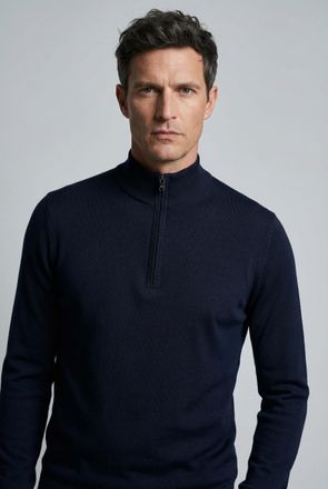 Olymp Troyer OLYMP, Herren, Gr. XXL, blau (marine), Strick, Obermaterial: 100% Schurwolle, regular fit normal, Rippb&uuml;ndchen, Pullover Troyer, mit Stehkragen