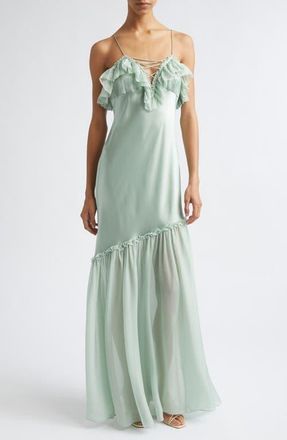 Ulla Johnson Elaria Ruffle Silk Gown in Celadon at Nordstrom, Size 2