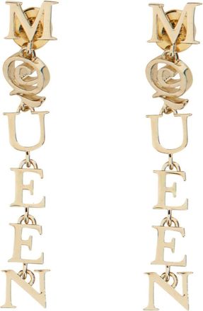 Alexander McQueen Golden Logo Drop Earrings