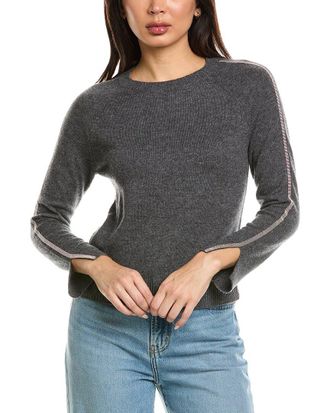 Brodie Glitz Split Cuff Crewneck Cashmere Sweater