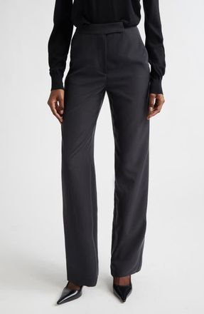 Emporio Armani Straight Leg Pants in Solid Black at Nordstrom, Size 16 Us