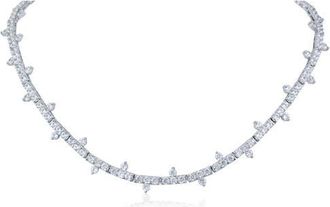 Kenneth Jay Lane Cubic Zirconia Spike Tennis Necklace in Rhodium Plated at Nordstrom