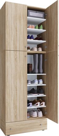 ebuy24 Gabinete De Zapato De Madera Vcm Dimensiones: Al. 200 X An. 70 X T. 39 Cm Gabinete Todo Uso 9 Compartimentos 4 Puertas Giratorias Caj&oacute;n Adicional - Lo