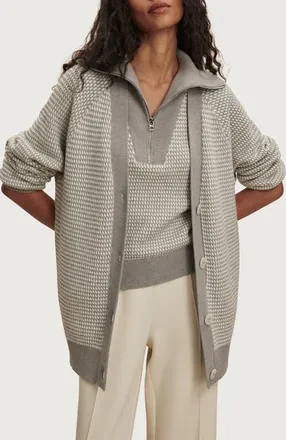 Varley Ryder Knit Cardigan in Grey/white at Nordstrom, Size Xx-Small