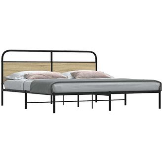 vidaXL Estructura Cama Madera Ingenier&iacute;a Metal Roble Sonoma 160x200 Cm