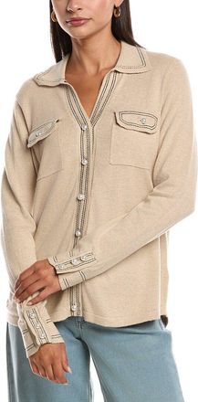 Minnie Rose Pearl Button Cashmere-Blend Sweater
