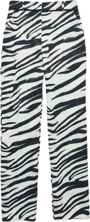 Patrizia Pepe Zebra-print twill broek - Dames - Straight fit broeken - Veelkleurig - L - Polyester - Broeken